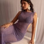Purple Colour Cutout Dress