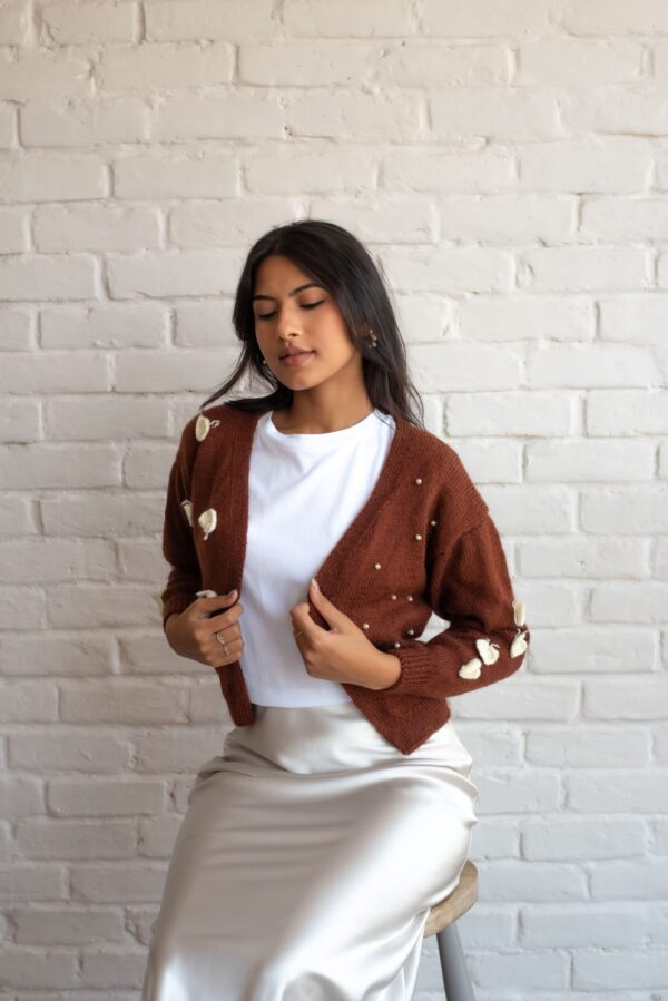 Brown Flower Shrug