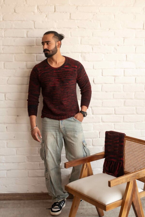 Maroon Black Sweater Men