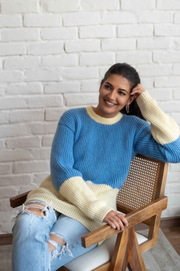 Mix Blue-Off White Sweater Women