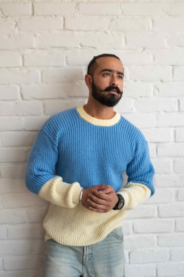 Mix Blue- off white sweater Men