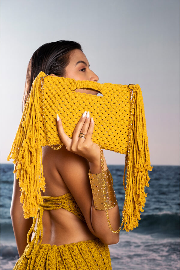 Golden Fringe Macramé Bag