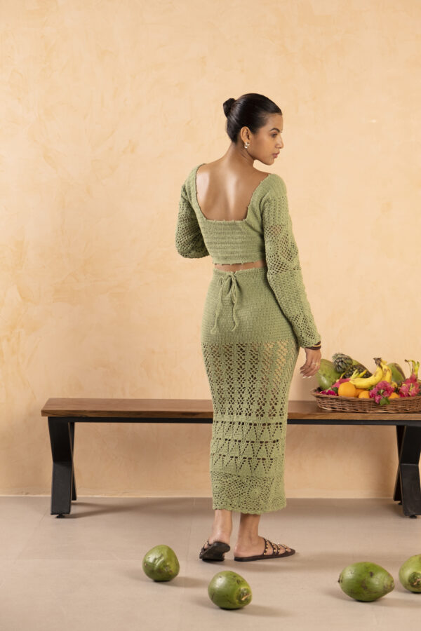 Women’s Olive Green Crochet Two-Piece Set
