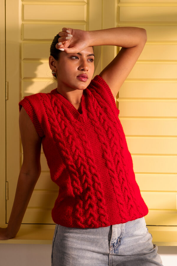 Cherry Cable Knit Vest